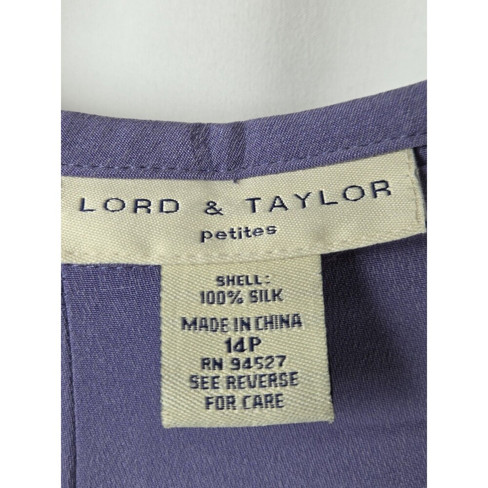 Lord & Taylor Petites 100% Silk Pants Women’s Size 14P Purple Wide Leg Dressy - Picture 6 of 9